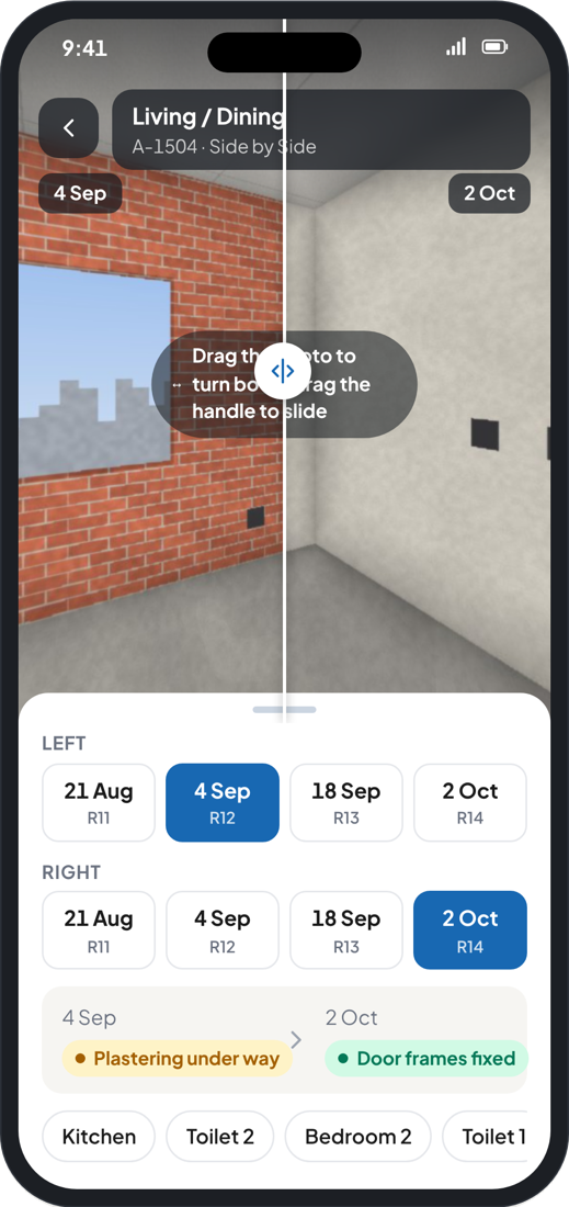 Buyer app comparing the same room on two dates
