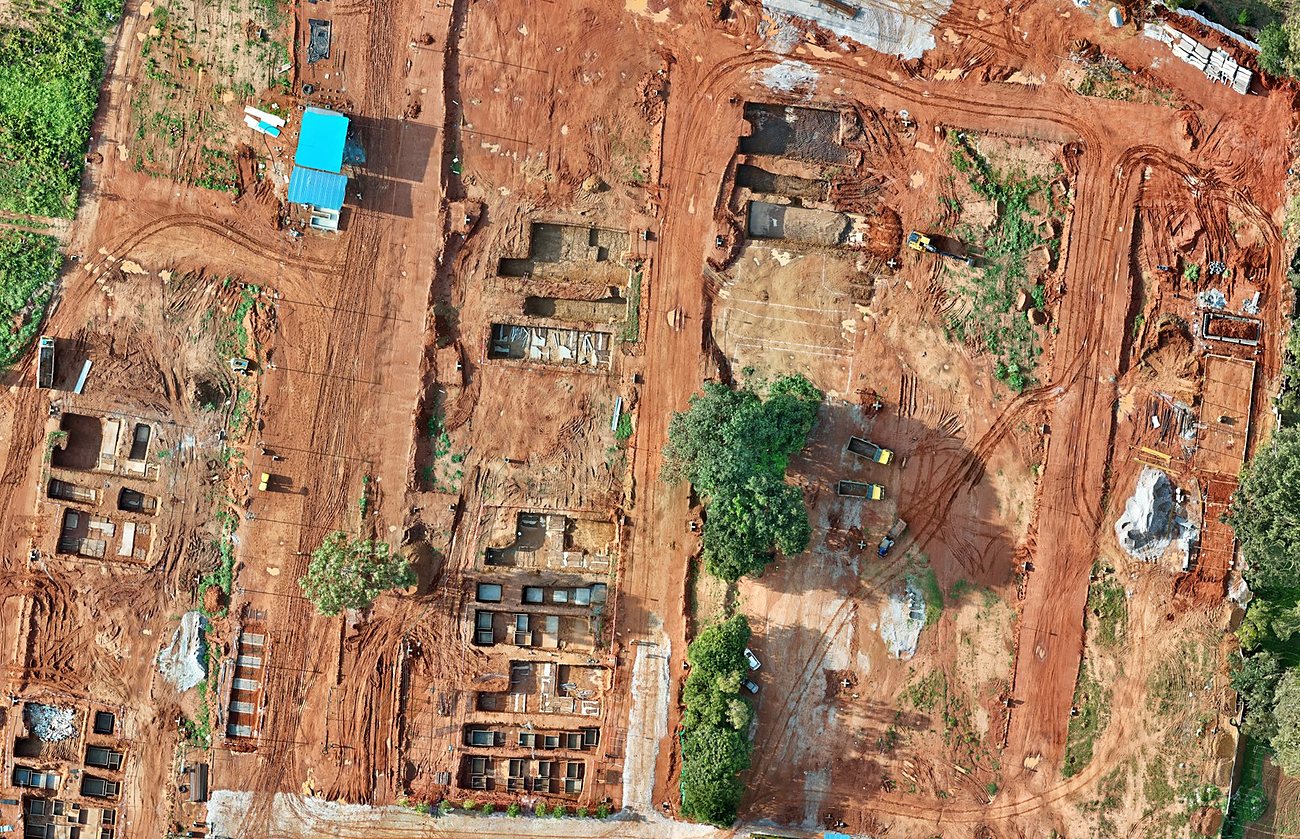 Drone map of a construction site from the latest survey